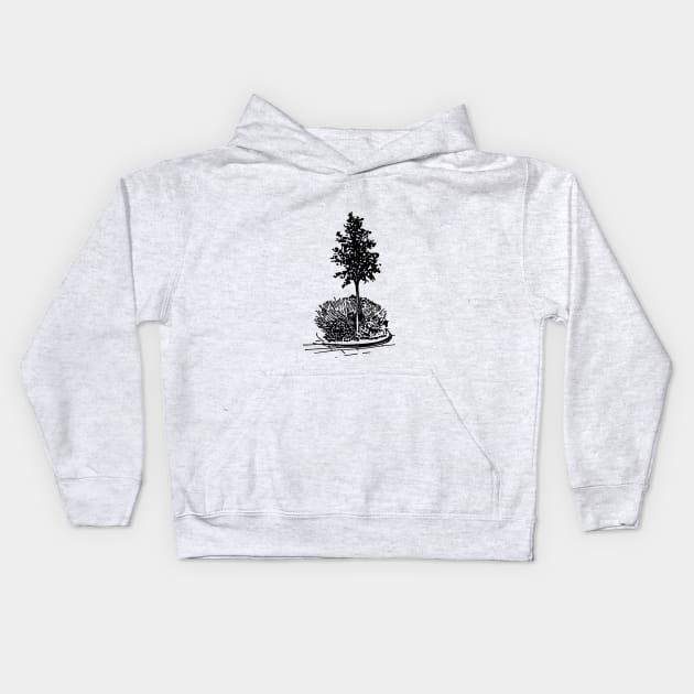 Tree and flowerbed. City landscape on your things. Kids Hoodie by ElizabethArt